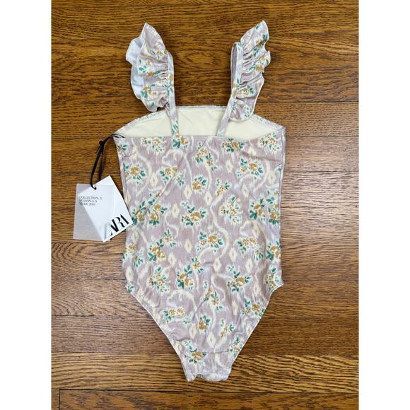 NWT Zara Girls' Purple Floral Swimsuit Size 4-5 - Picture 4 of 4